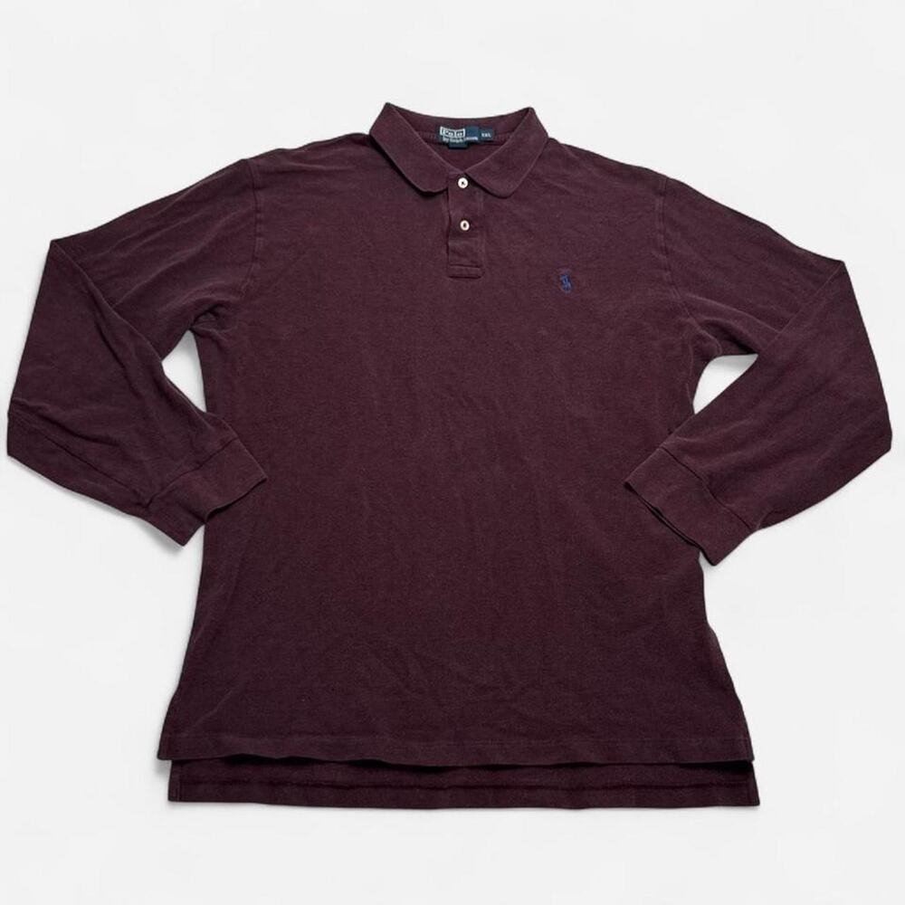 Polo Ralph Lauren Long Sleeve Polo Shirt Burgundy XXL Cotton Pony Rugby